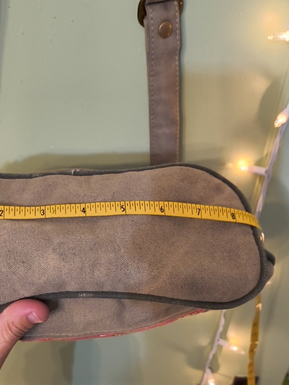 Women's W.H. Schwartz & Sons Coffee Tan Red Canvas Crossbody Bag Purse - Picture 13 of 16